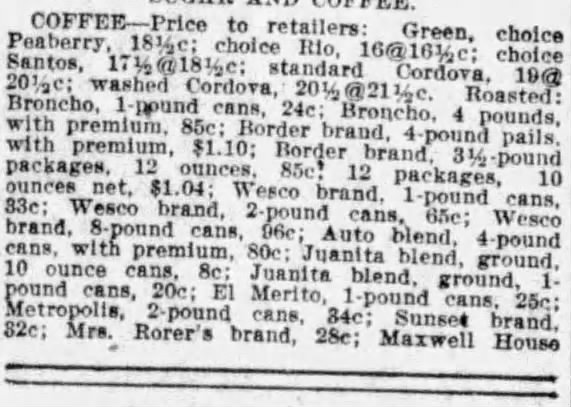 Sugar and coffee market block with roasted brand ladder, 4 May 1915 Express-News