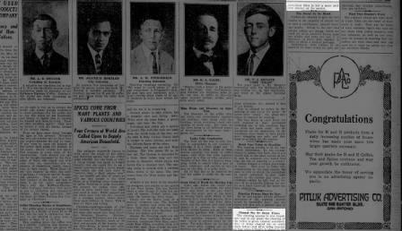 H and H factory spread including “Cleaned six or seven times” callout; San Antonio Light, 26 Aug 1923, page 63