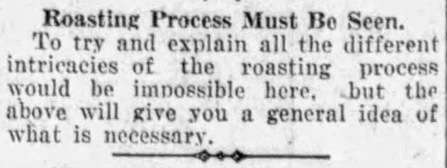 Short item pointing readers to the roasting process illustration; San Antonio Light, 26 Aug 1923, page 63