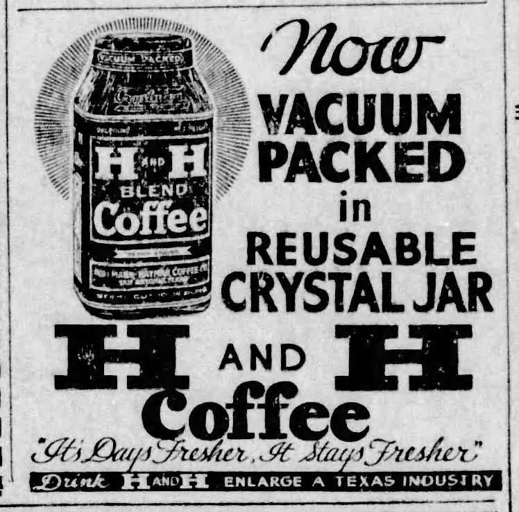 Display ad — Crystalvac jar and H and H Blend; The News, 22 Oct 1932, page 7