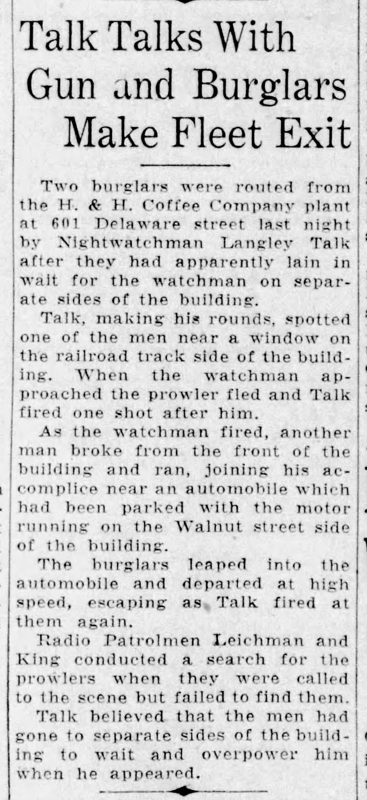 Talk Talks With Gun and Burglars Make Fleet Exit — The News, 9 March 1933