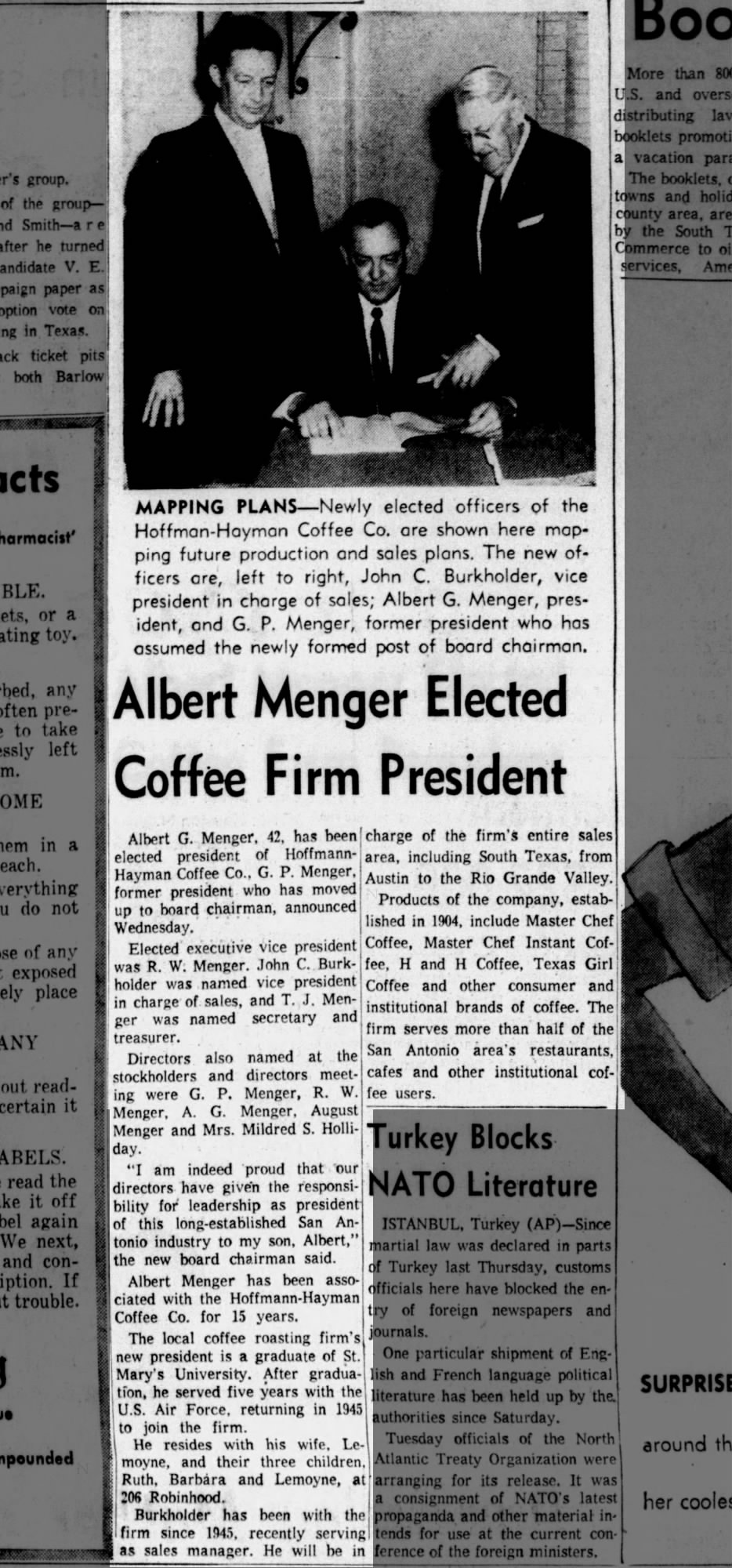 Albert Menger Elected Coffee Firm President — San Antonio Express-News, 5 May 1960