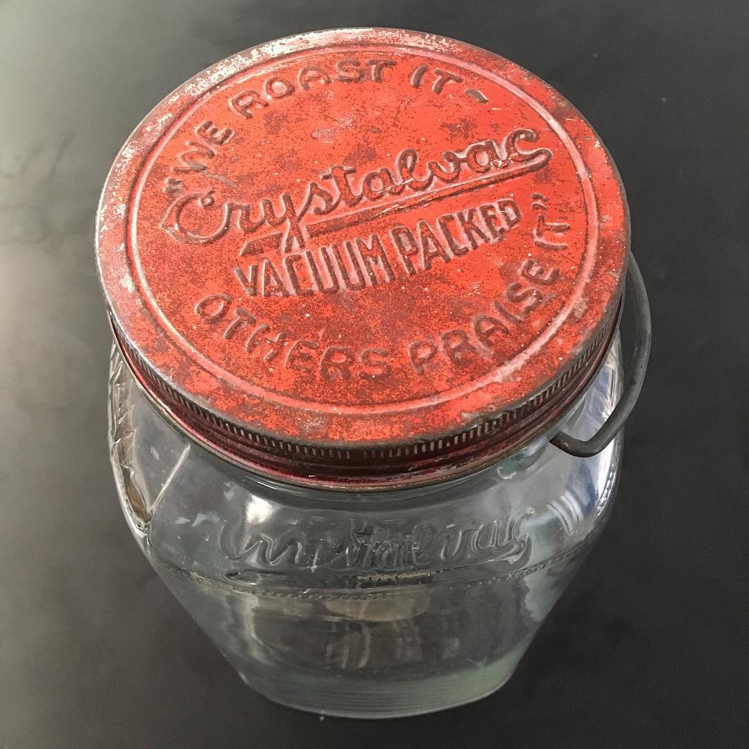 3 pound Crystalvac Jar manufactured by Owens-Illinois for H and H Coffee