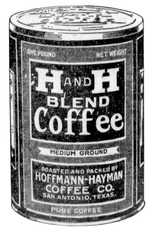 One-pound tin column, “We roast it—others praise it,” WOAI tune-in line, 8 Jan 1932 San Antonio Light