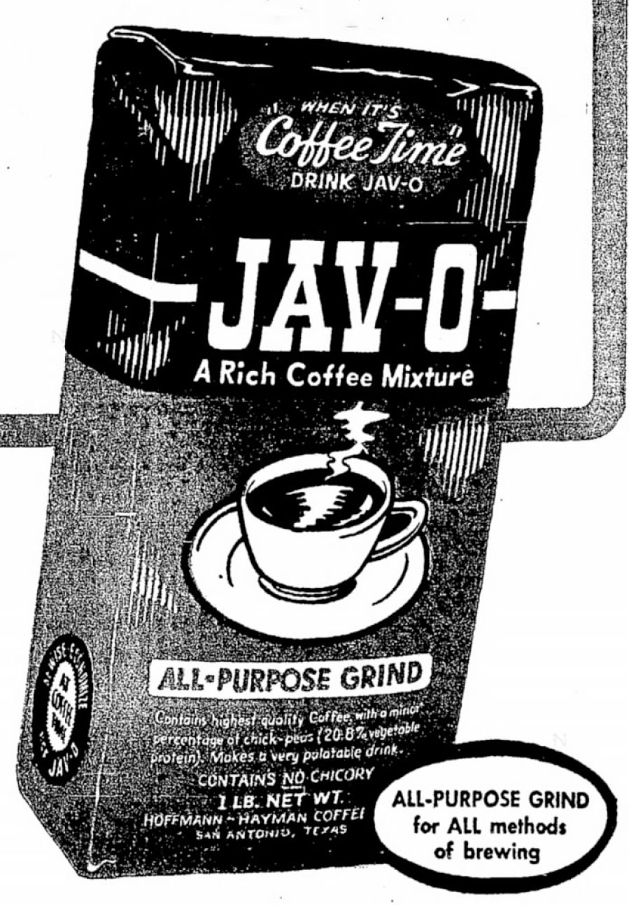 Jav-O Rich Coffee Mixture ad, Brownsville Herald, 15 Jul 1954