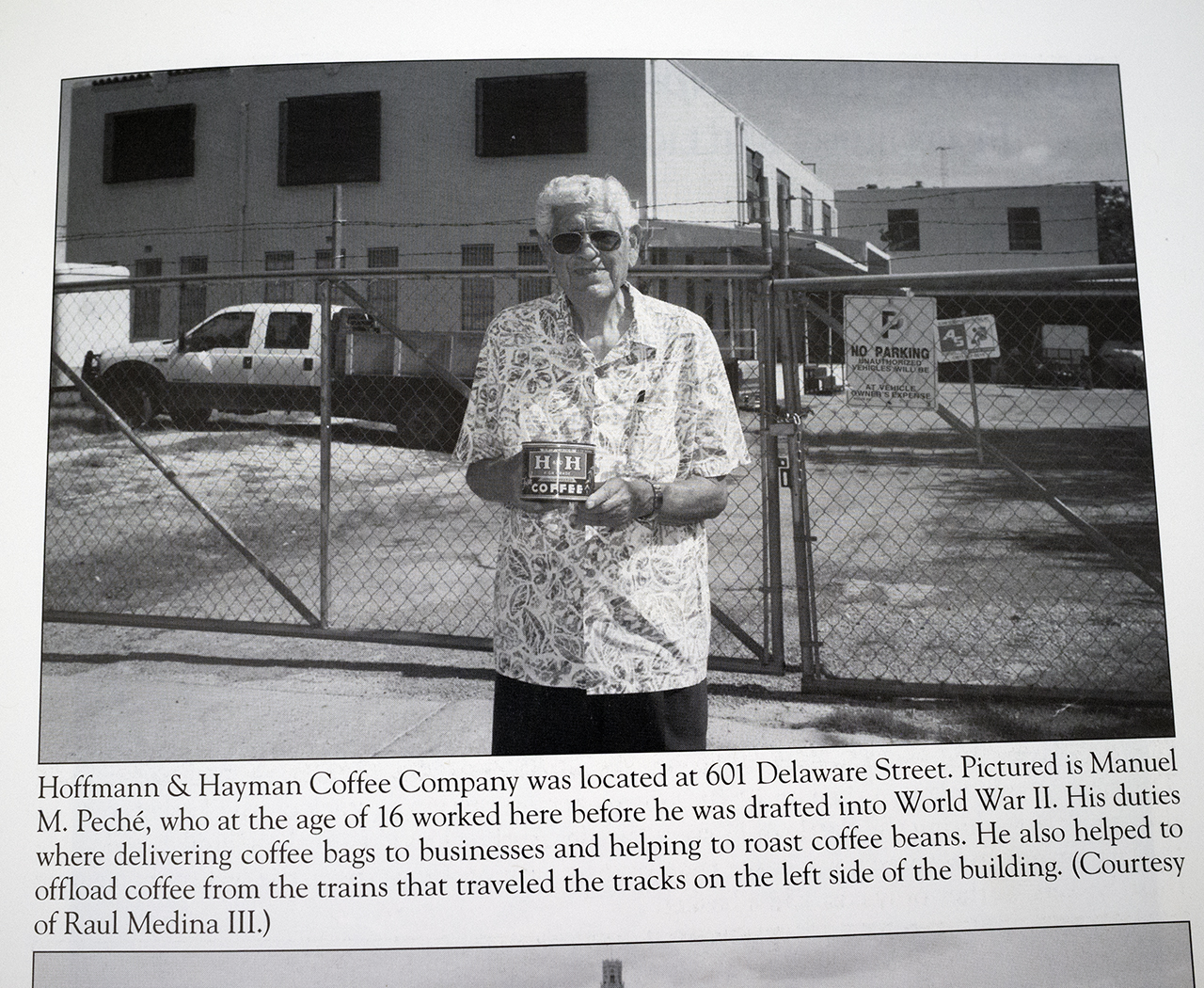 Page 127 from Downtown San Antonio — Manuel M. Peché with H and H Coffee tin at 601 Delaware Street