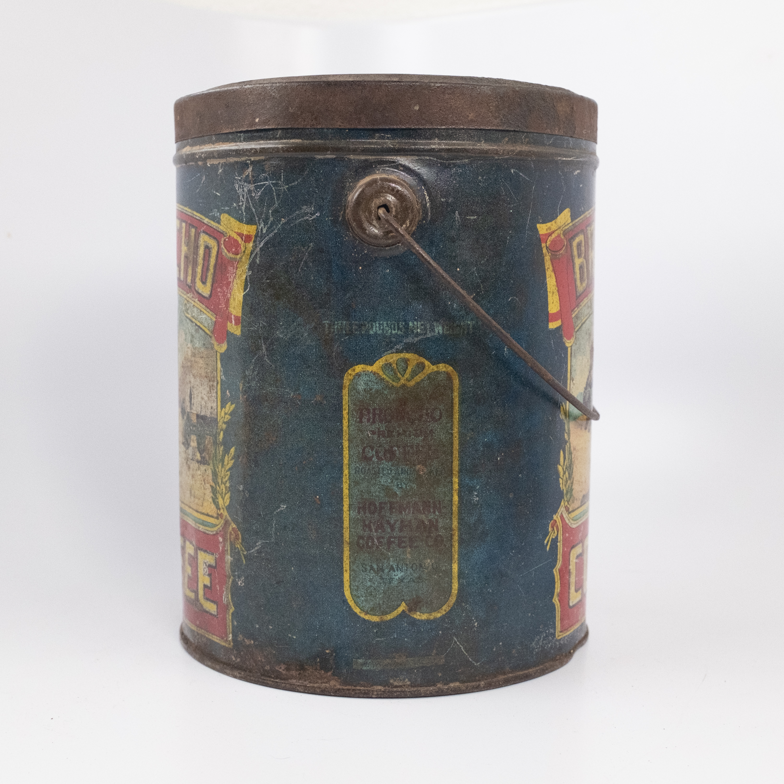 Broncho Coffee three-pound tin, right side