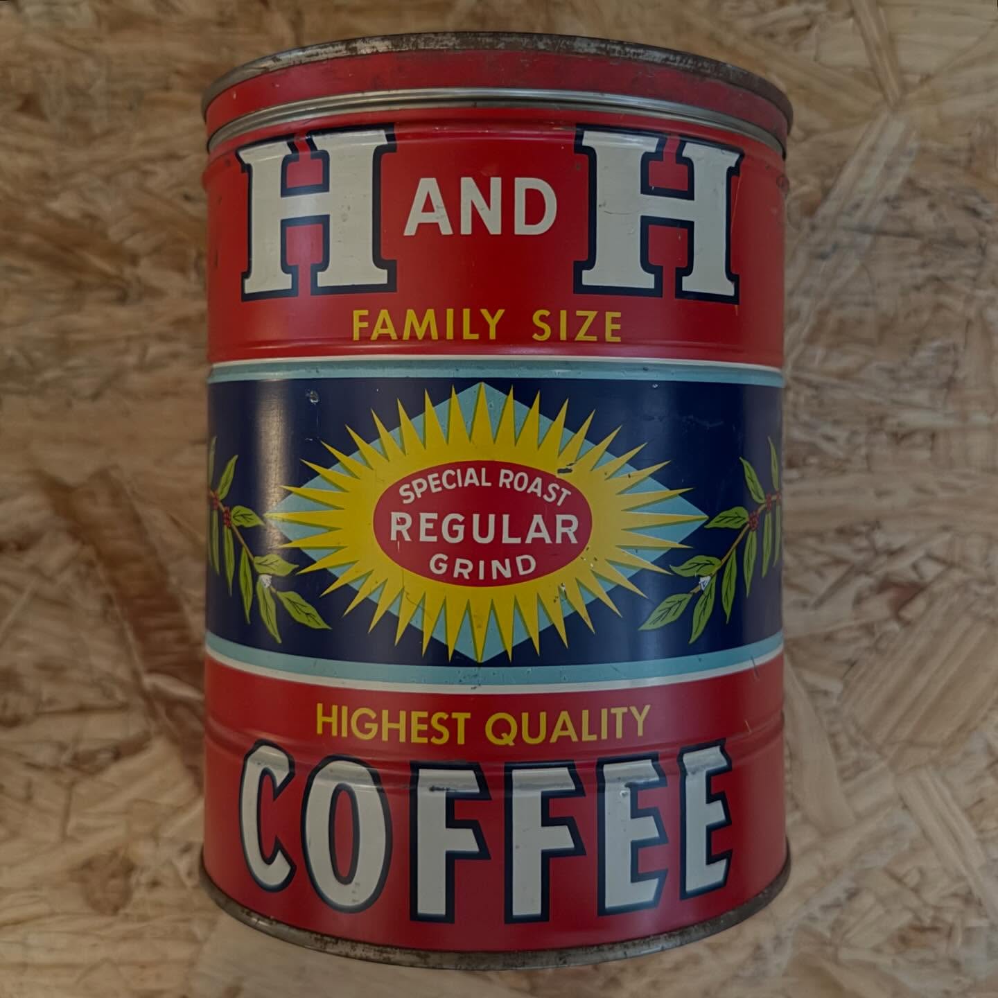 H and H Family Size keywind tin with matching top