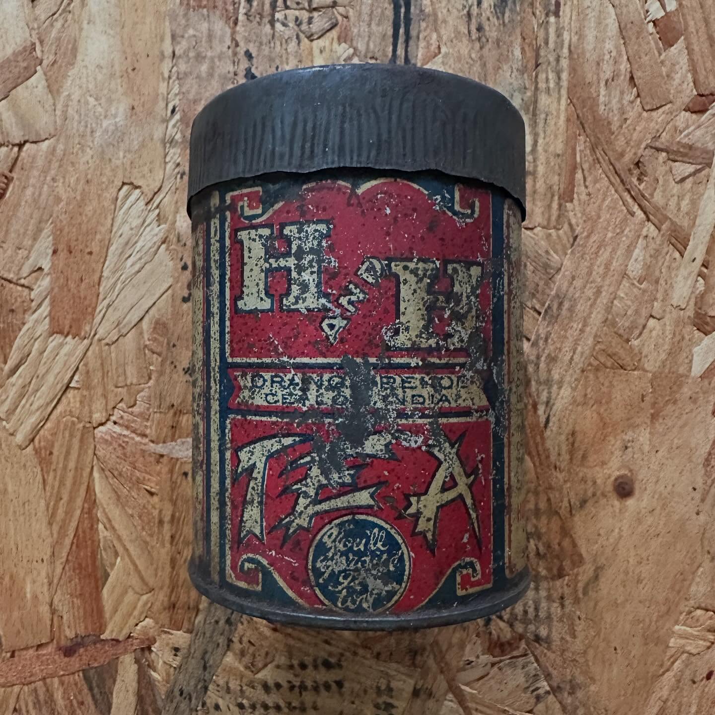 Early H and H Tea tin with Orange Pekoe Ceylon and India banner