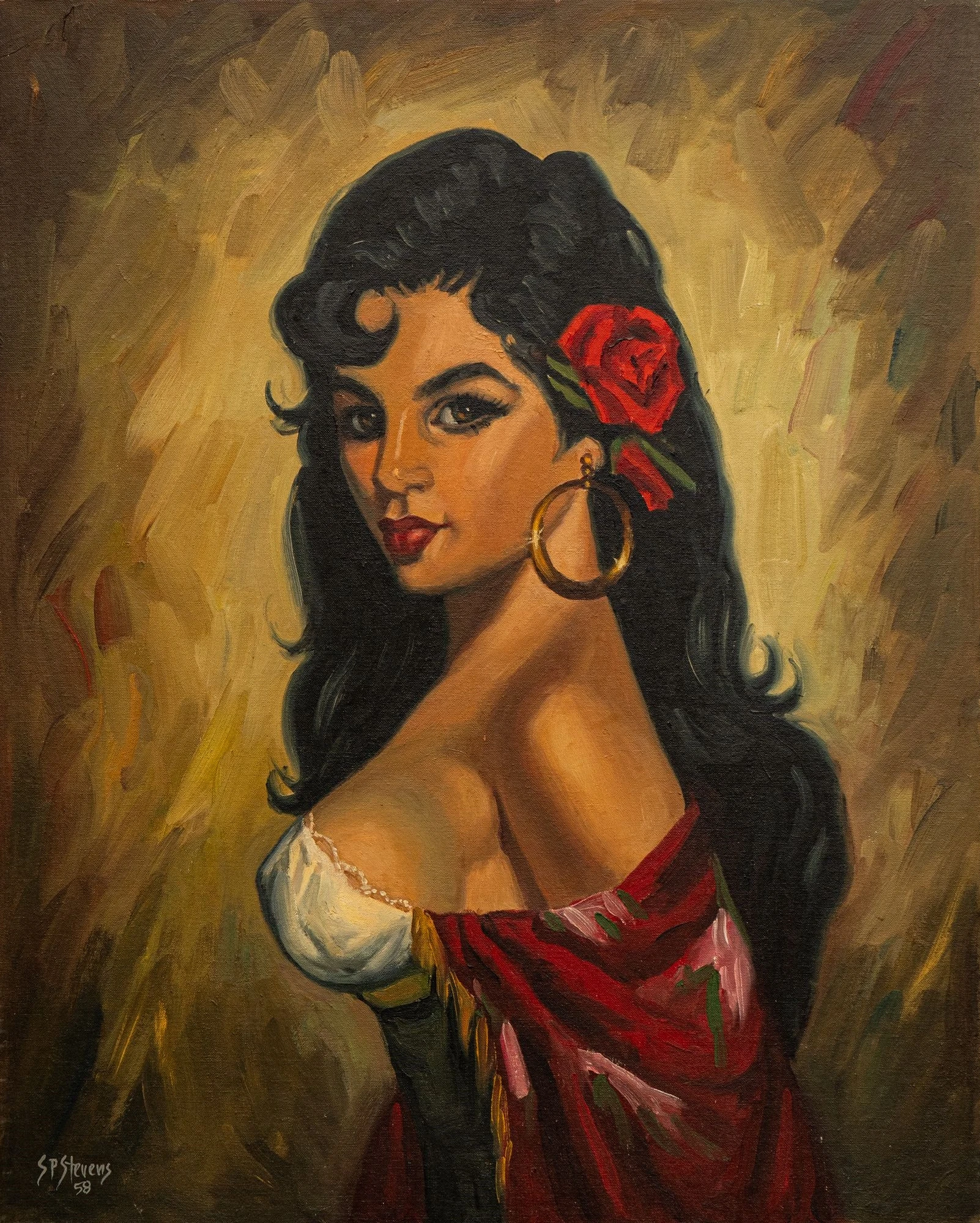 S. P. Stevens artwork sample — woman portrait