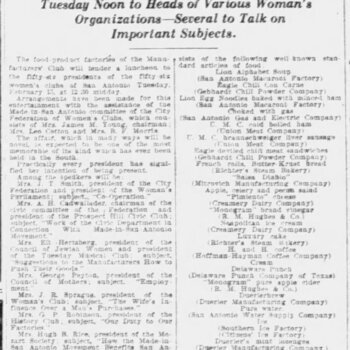 Express-News, 13 Feb 1916 — Manufacturers’ luncheon for women’s-club presidents