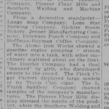 San Antonio Light, 28 April 1916, page 2 — 'The Prize Winners' column listing Hoffman-Hayman Coffee Company among the decorative-standpoint prize winners of the Trades Display Parade