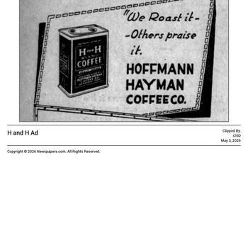 Newspapers.com PDF export of **San Antonio Light** (**Sunday 5 November 1922**, page 20) — display advertisement labeled **H and H Ad** for Hoffmann-Hayman / **H and H** branded lines on the Light page. Reference documentation only — not an object in the project collection.