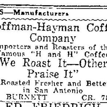 Manufacturers directory advertisement for Hoffman-Hayman Coffee Company, Importers and Roasters of the Famous H and H Coffee, We Roast It Others Praise It, 331 Burnett