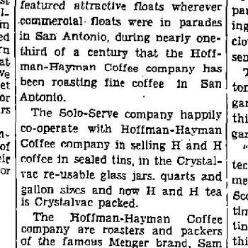 San Antonio Light article "Coffee Concern Participates in Foremost Events," May 31, 1933