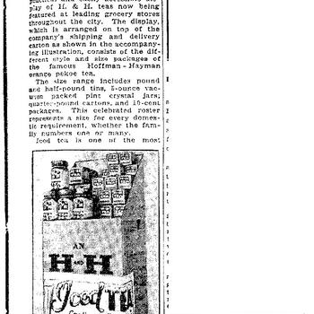 San Antonio Express article "H. & H. Tea Has Big Demand as Summer Drink," June 11, 1934