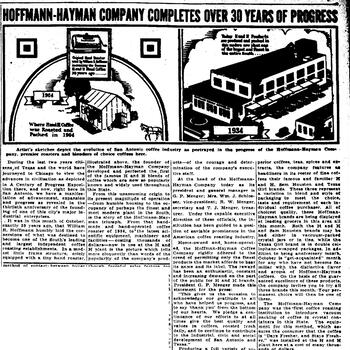 San Antonio Express feature "Hoffmann-Hayman Company Completes Over 30 Years of Progress," October 15, 1934