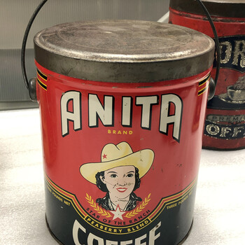 Reference — Anita Brand Peaberry Blend three-pound pail, Witte Museum visit