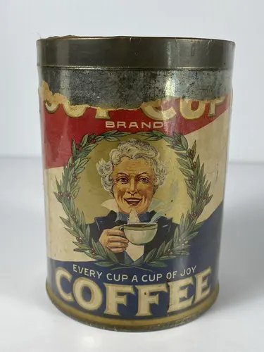 Joy-Cup Brand Coffee slip-lid tin