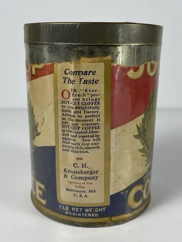 Joy-Cup Brand Coffee slip-lid tin