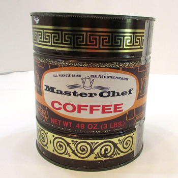 Master Chef coffee can — mid-century reference photograph (not Hoffmann-Hayman San Antonio)